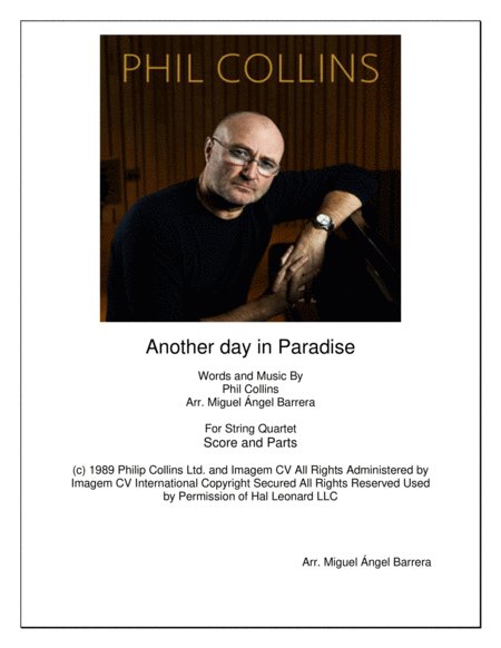 Another Day In Paradise String Quartet Phil Collins Sheet Music