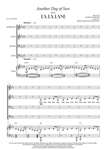 Free Sheet Music Another Day Of Sun For Satb Piano