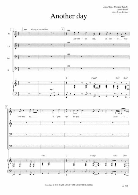 Free Sheet Music Another Day Ttbb Piano