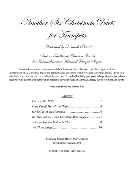 Free Sheet Music Another Six Christmas Duets For Trumpets