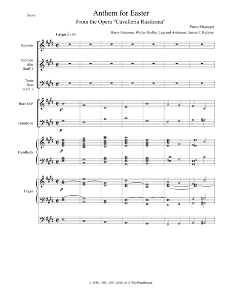 Anthem For Easter From Cavalleria Rusticana Sheet Music