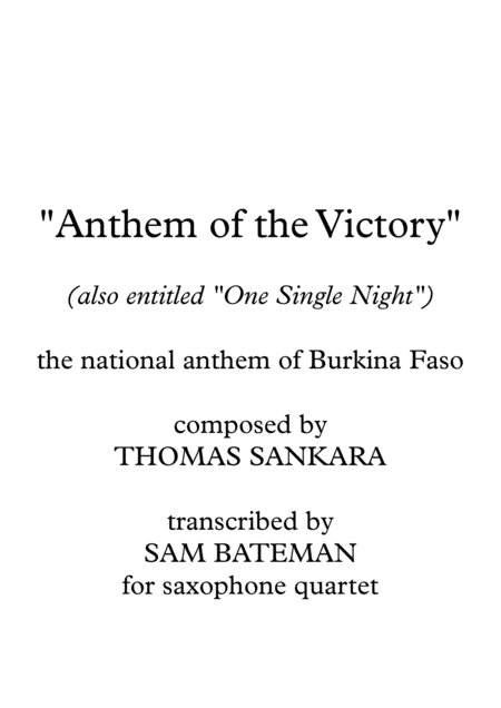 Anthem Of The Victory Sheet Music