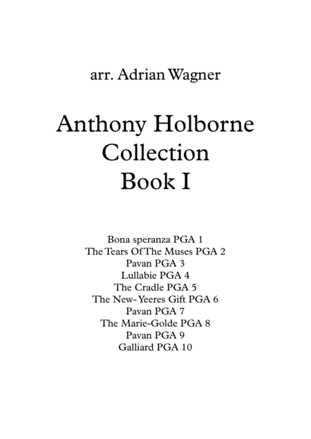 Free Sheet Music Anthony Holborne Collection Book I Brass Quintet Arr Adrian Wagner