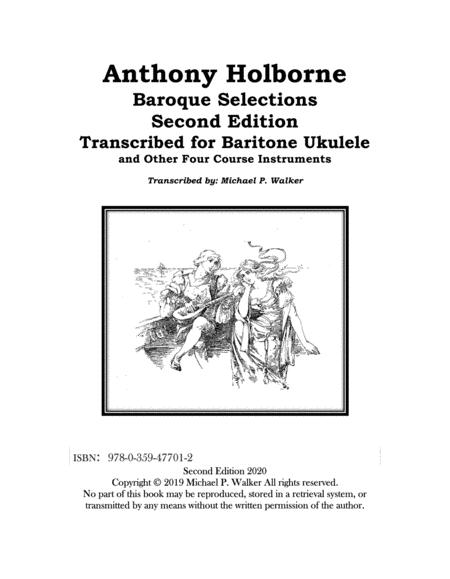 Anthony Holborne Selected Baroque Composition Transcribed For Baritone Ukulele Second Edition Sheet Music