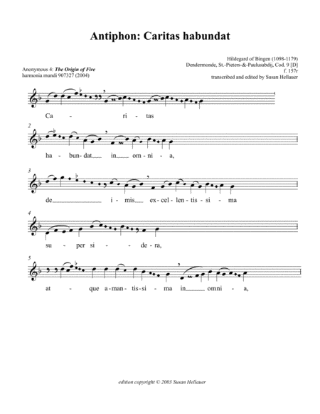 Antiphon Caritas Habundat In Omnia From Anonymous 4 The Origin Of Fire Sheet Music