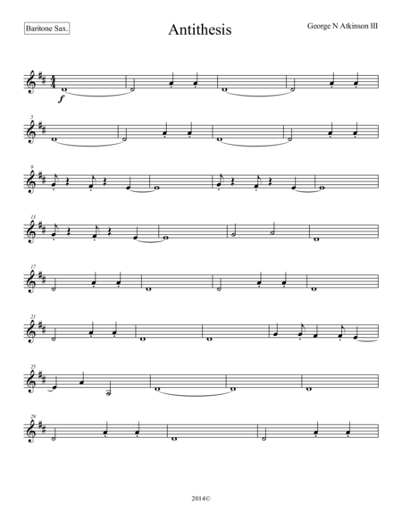 Free Sheet Music Antithesis Baritone Sax