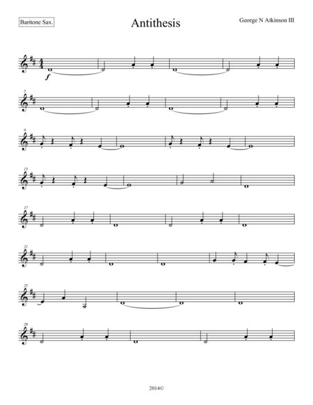 Antithesis Baritone Sax Sheet Music