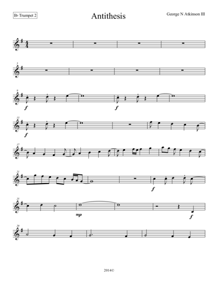 Free Sheet Music Antithesis Bb Trumpet 2