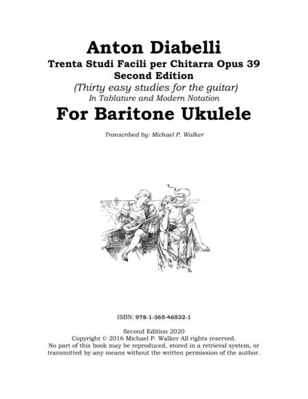 Anton Diabelli Trenta Studi Facili Per Chitarra Opus 39 Second Edition Thirty Easy Studies For The Guitar In Tablature And Modern Notation For Bariton Sheet Music