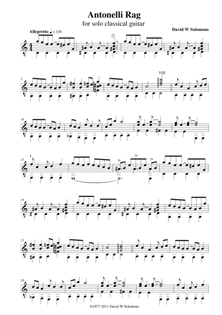 Antonelli Rag For Solo Guitar Sheet Music