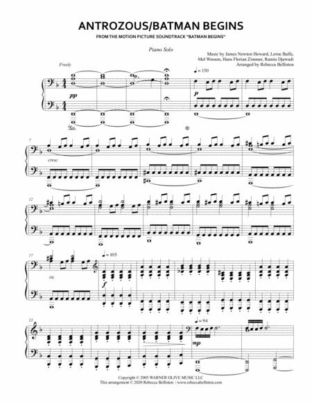 Antrozous Batman Begins Piano Solo Sheet Music