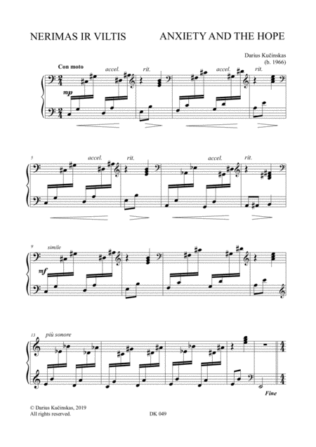 Free Sheet Music Anxiety And The Hope