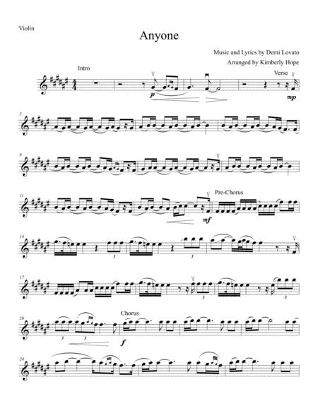 Anyone By Demi Lovato Violin Solo Sheet Music