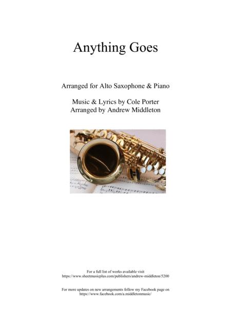 Anything Goes Arranged For Alto Saxophone And Piano Sheet Music