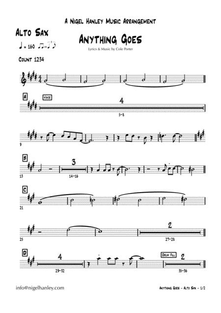 Anything Goes C Duet 8pc Swing Band Chart Sheet Music