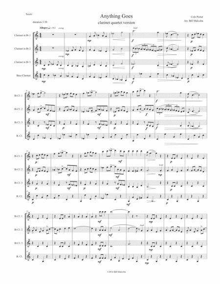 Anything Goes For Clarinet Quartet Sheet Music