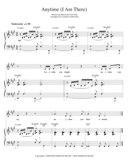 Free Sheet Music Anytime I Am There Key Of A