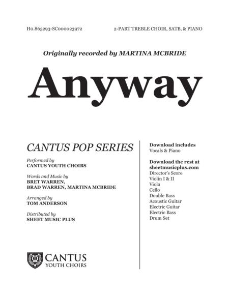 Anyway Vocals Piano Sheet Music