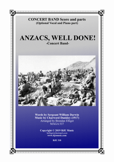 Free Sheet Music Anzacs Well Done Concert Band Score And Parts Pdf