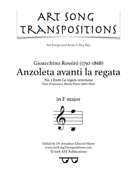 Free Sheet Music Anzoleta Avanti La Regata F Major