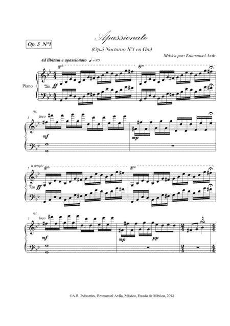 Apassionato Op 5 Nocturne N 1 In Gm Sheet Music