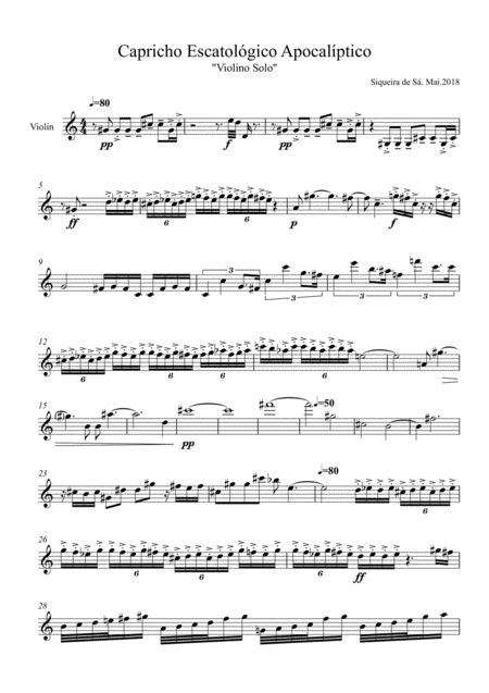 Apocalyptic Eschatological Capriccio Violino Solo Sheet Music