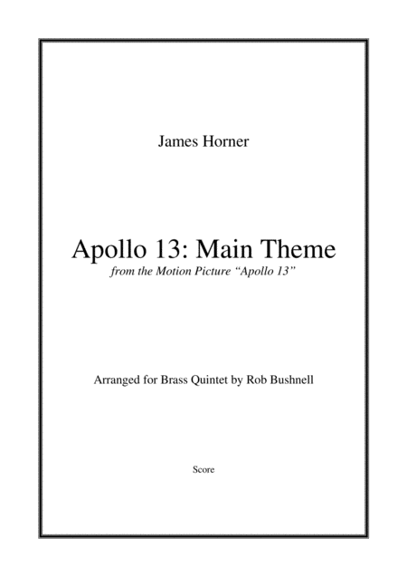 Apollo 13 Main Theme James Horner Brass Quintet Sheet Music