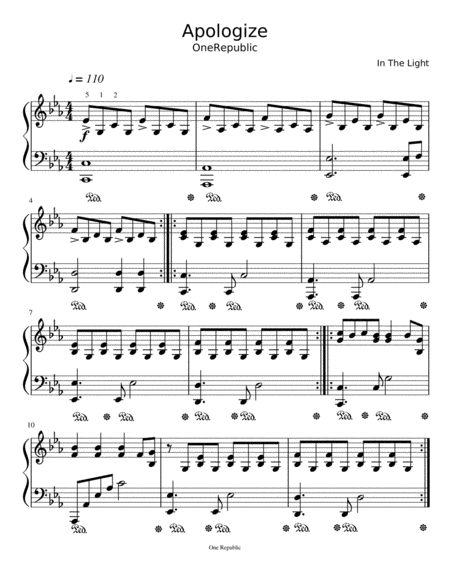 Apologize One Republic Sheet Music