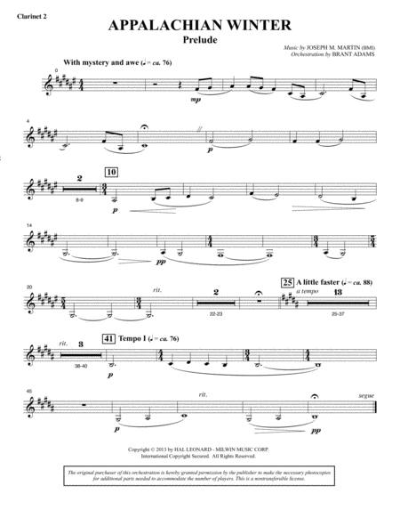 Appalachian Winter A Cantata For Christmas Bb Clarinet 2 Sheet Music