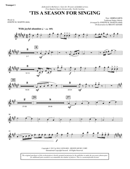 Appalachian Winter A Cantata For Christmas Bb Trumpet 1 Sheet Music