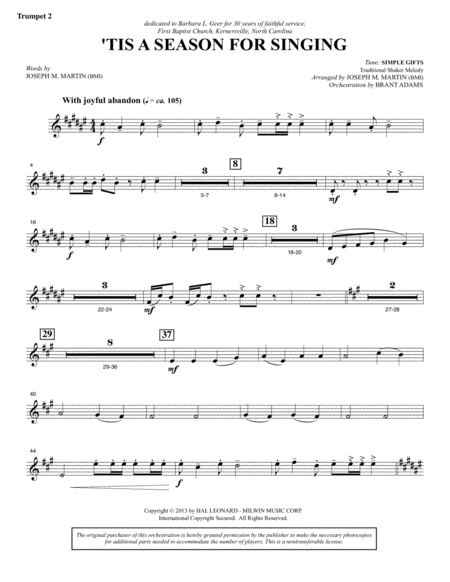 Appalachian Winter A Cantata For Christmas Bb Trumpet 2 Sheet Music