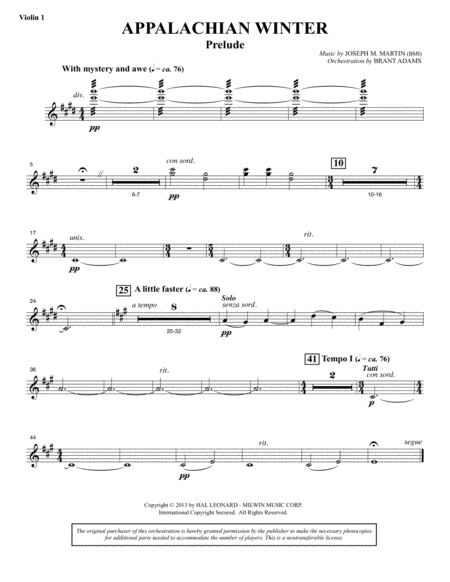 Appalachian Winter A Cantata For Christmas Violin 1 Sheet Music