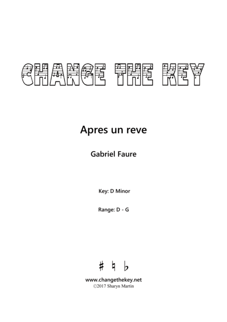 Free Sheet Music Apres Un Reve D Minor