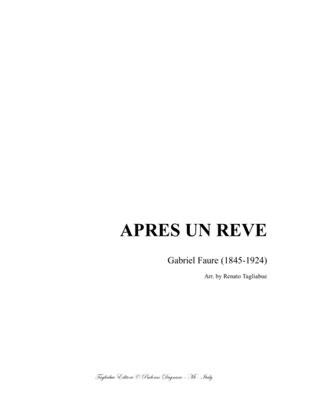 Apres Un Reve Faure Arr For Alto Or Baritone Piano And Cello Ad Libitum Sheet Music