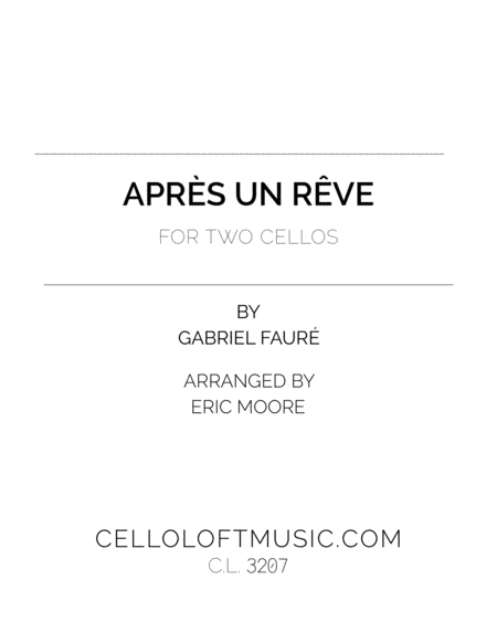 Free Sheet Music Apres Un Reve For Two Cellos