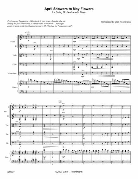 April Flowers To May Showers Elementary String Orchestra Original Composition Grade 1 5 Sheet Music