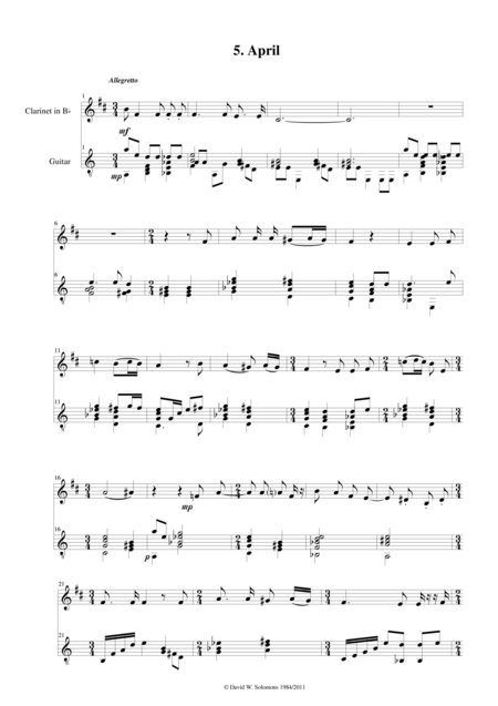 April For Clarinet And Classical Guitar Sheet Music