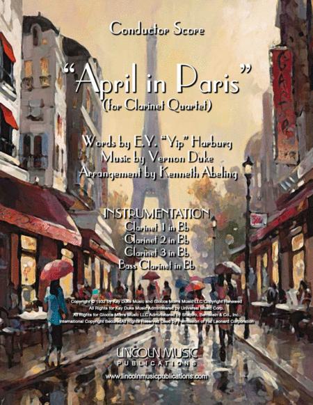 Free Sheet Music April In Paris For Clarinet Quartet