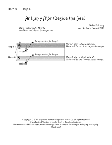 Ar Lan Y Mr Beside The Sea Harp 3 4 For Ensemble Sheet Music