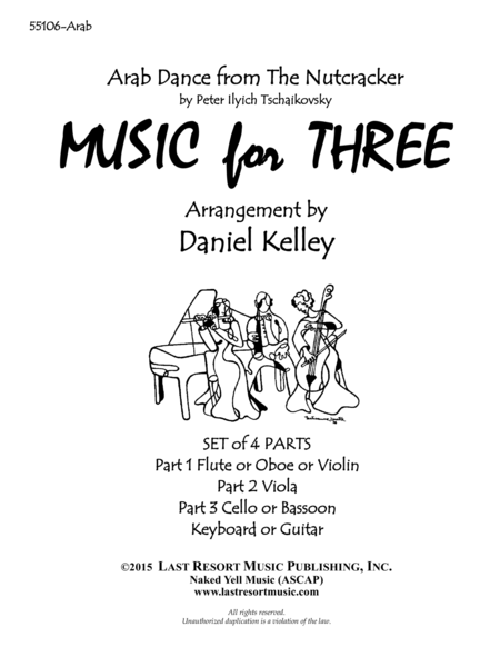 Arab Dance From The Nutcracker For Piano Quartet Violin Viola Cello Piano Set Of 4 Parts Sheet Music