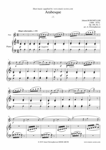 Free Sheet Music Arabesque Burgmuller Op 100 No 2 Flute And Piano