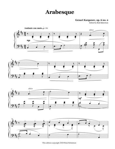 Arabesque Op 6 No 2 Genari Karganov Sheet Music