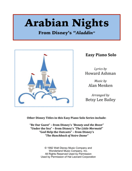 Free Sheet Music Arabian Nights Easy Piano Solo