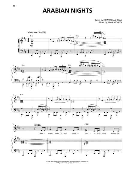 Arabian Nights From Aladdin The Broadway Musical Sheet Music