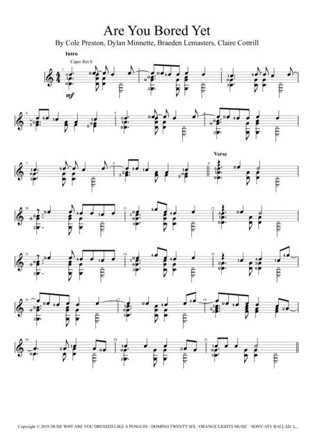 Free Sheet Music Are You Bored Yet Feat Clairo Solo Guitar Score