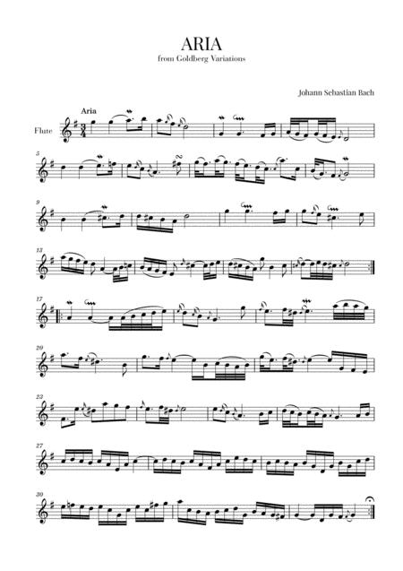 Free Sheet Music Aria From Goldberg Variations Bwv 988 For Flute