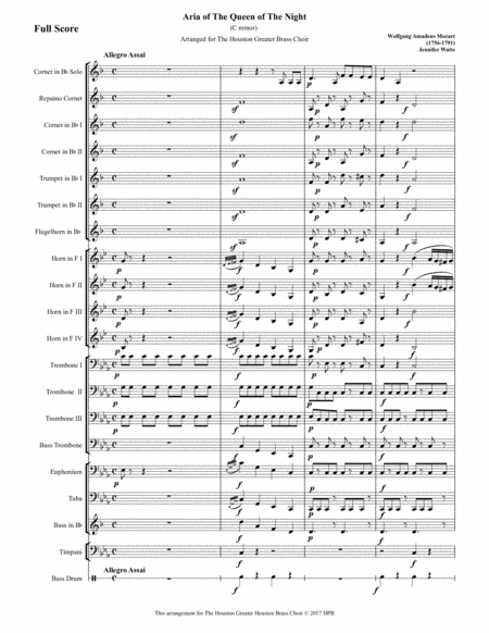 Aria Of The Queen Greater Houston Brass Choir Sheet Music