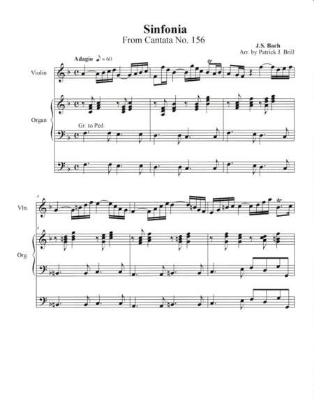 Arioso By Js Bach Arranged By Patrick J Brill Sheet Music