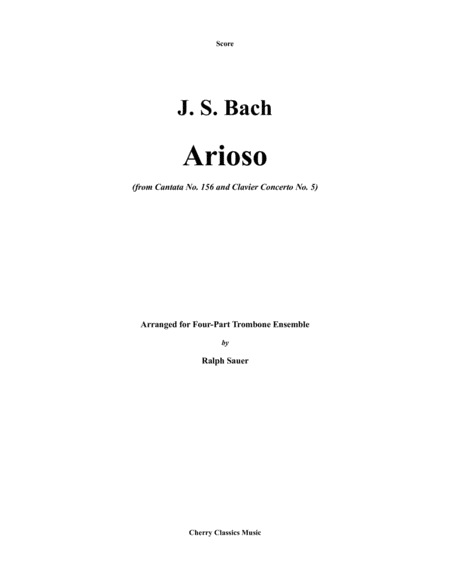 Arioso From Cantata No 156 Clavier Concerto No 5 Sheet Music