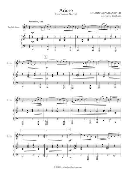 Arioso From Cantata No 156 English Horn Sheet Music